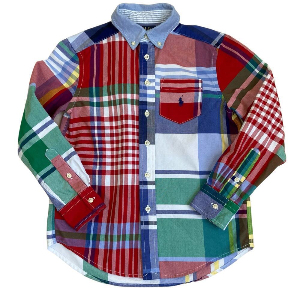 Polo Ralph Lauren Boys S (8) Bundle of Two Plaid Button-down Shirts Oxford Fun